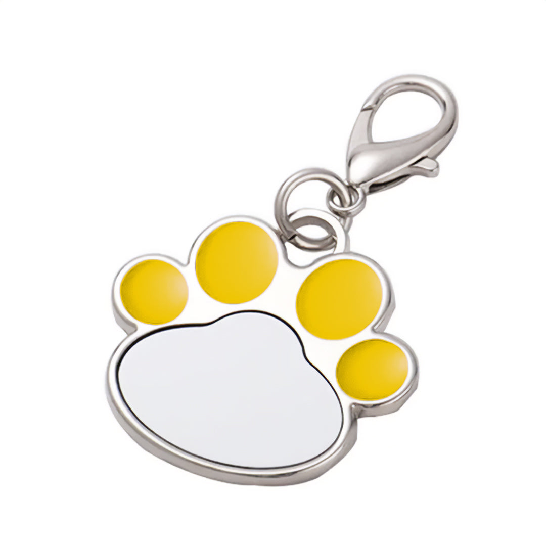 Placa ID Para Perro de Huellita Color Amarillo (3cmx4.5cm)