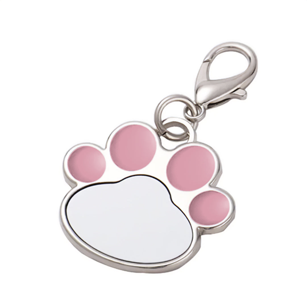 Placa ID Para Perro de Huellita Color Rosado (3cmx4.5cm)