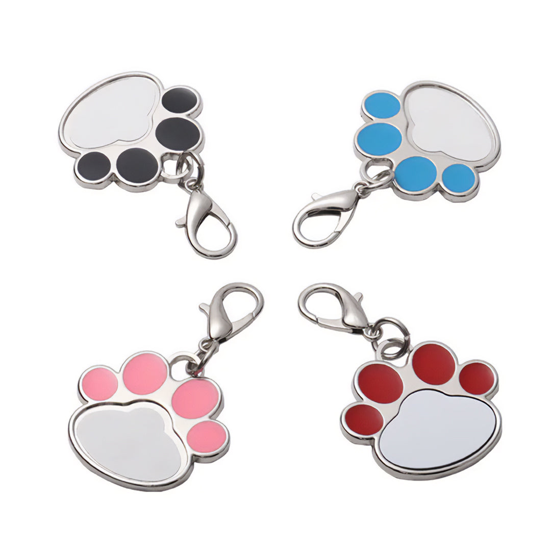 Placa ID Para Perro de Huellita Color Rosado (3cmx4.5cm)